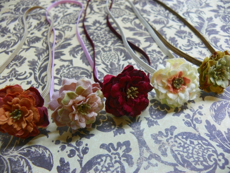 Petite Flower Headbands...Set of Five Petite by ThatUniqueBowtique