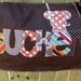 Large Raw Edge Messenger Bag or Diaper Bag with Personalized Name and ELEPHANT applique- Blue, Orange, Brown