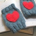 Teal Blue love heart Fingerless Gloves, pick your colour