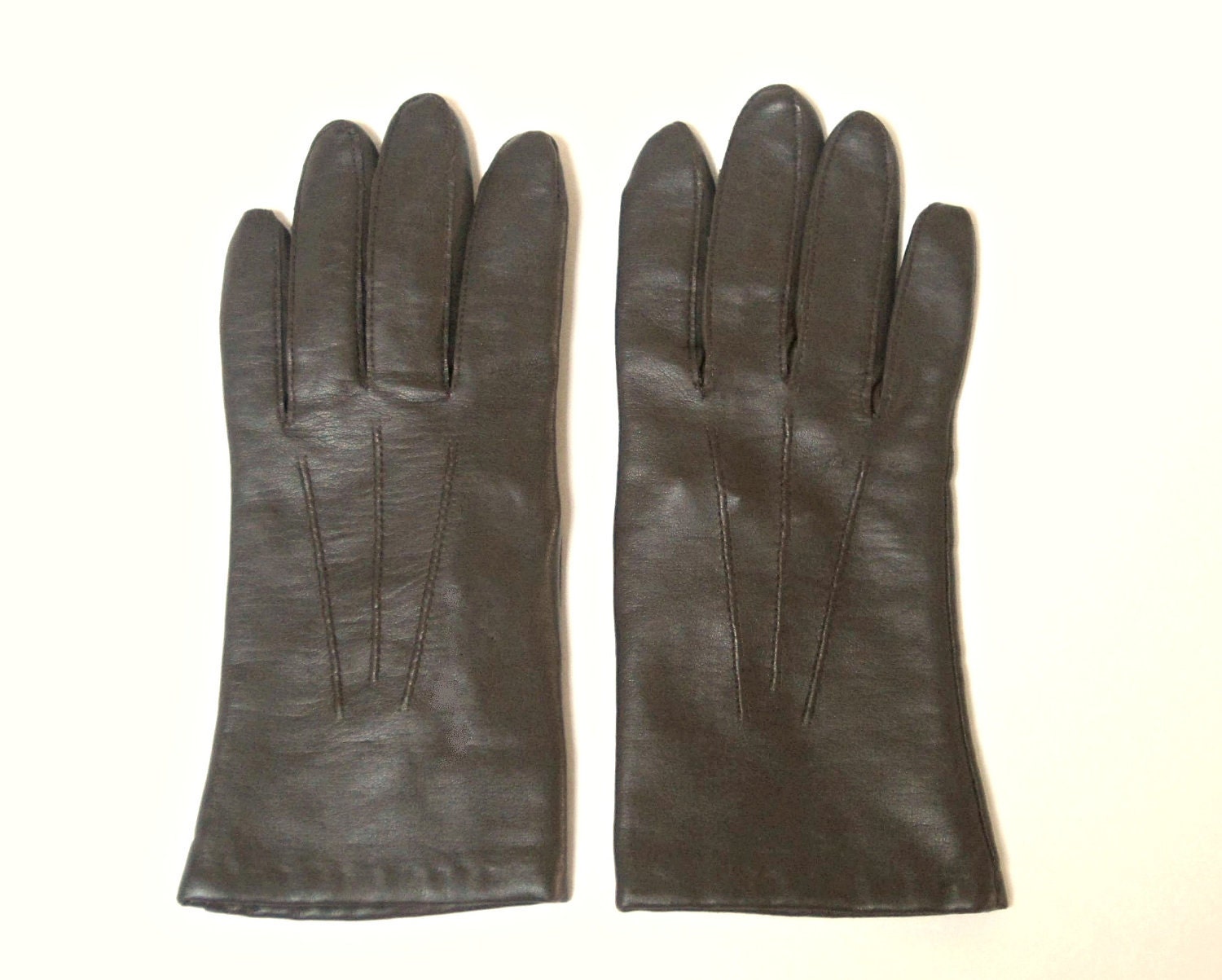 Brown Vintage Faux Leather Gloves