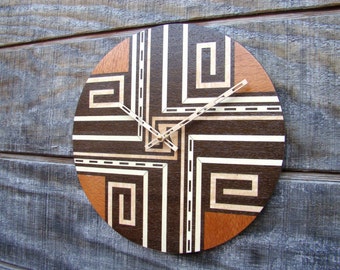 Inlaid Wood Wall Clock titled Crossroads for the Home or Officel WC-3 Free Shipping.