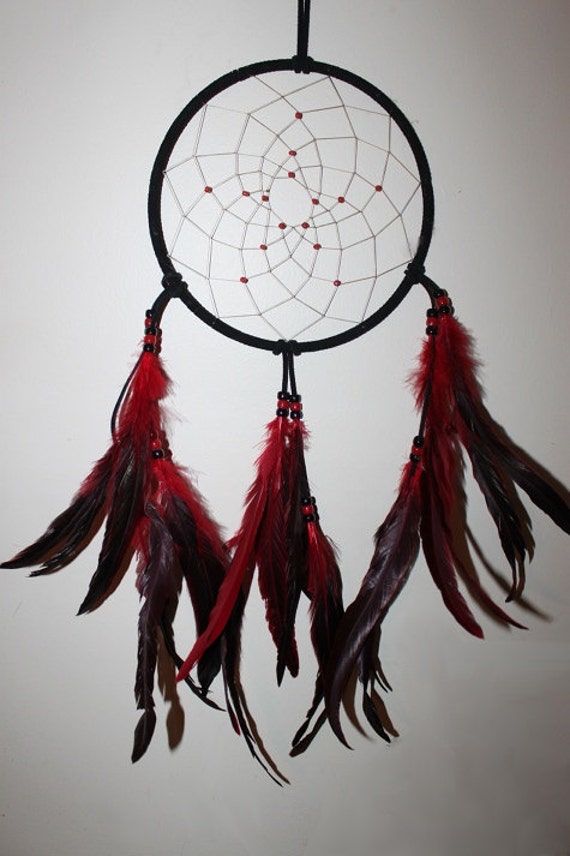 Large Red And Black Dream Catcher by Ohmeshell on Etsy