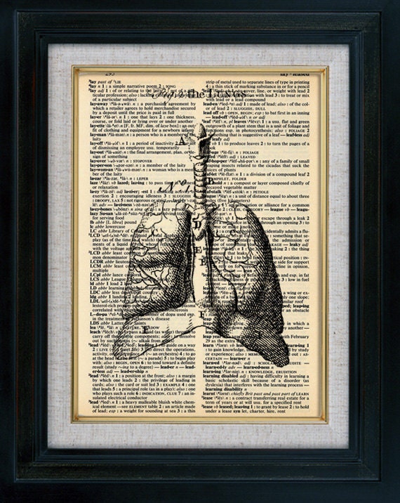 Items similar to Human Lung Front Vintage Illustration on Book Page Art ...