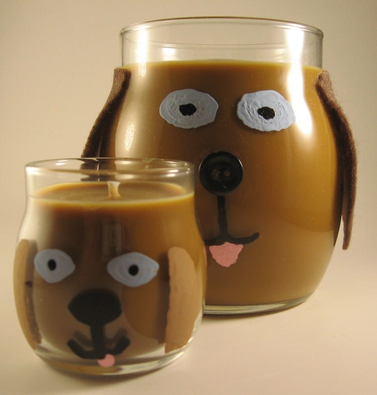 Chocolate Lab Dog and Puppy Candles by CandleAbracadabra on Etsy