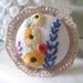 hand embroidered upcycled spring flowers brooch pin