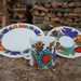 Acapulco print breakfast set - plate, cup and saucer