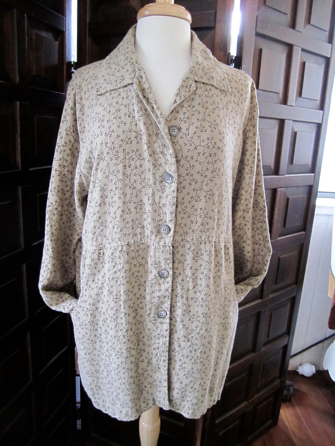 Womens Linen Prarie Smock Artist SmockGarden Smock Jacket