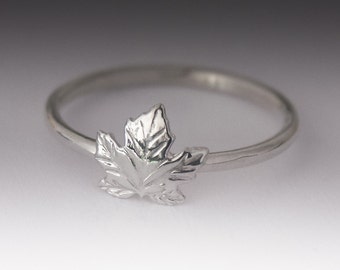 Maple Leaf Ring, Stackable Sterling Silver Maple Leaf Ring, Maple Leaf Ring Silver, Leaf Ring, Maple Leaf Jewelry, Maple Leaf, Silver Ring