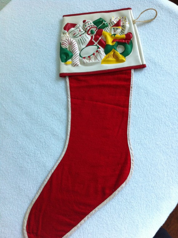 Vintage Christmas Stocking 1950s Holiday by LollysCubbyHole