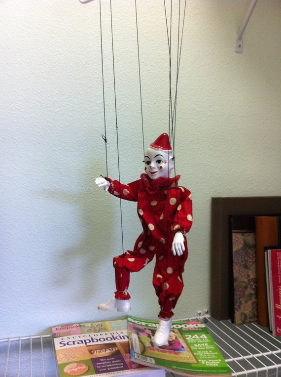 Vintage Puppet Clown 1950s Stringed