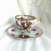 Vintage Teacup Saucer Antique Napco Violets Handpainted