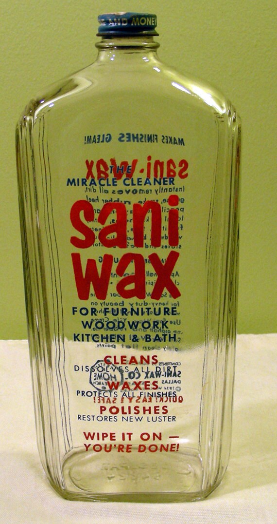 Vintage Household Bottle Sani Wax Vibrant 1954