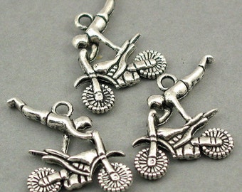 Motor Rider Charms Antique Silver tone 6pcs base metal Charms 21X23mm CM0147S