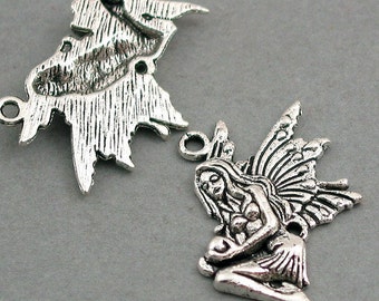Fairy Charms Antique Silver tone 4pcs base metal Charms 21X29mm CM0232S