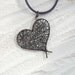 Love Heart Necklace Wire Wrapped Antiqued Brown Copper Violet Leather Cord Delicate Lightweight Boutique Jewelry Handmade