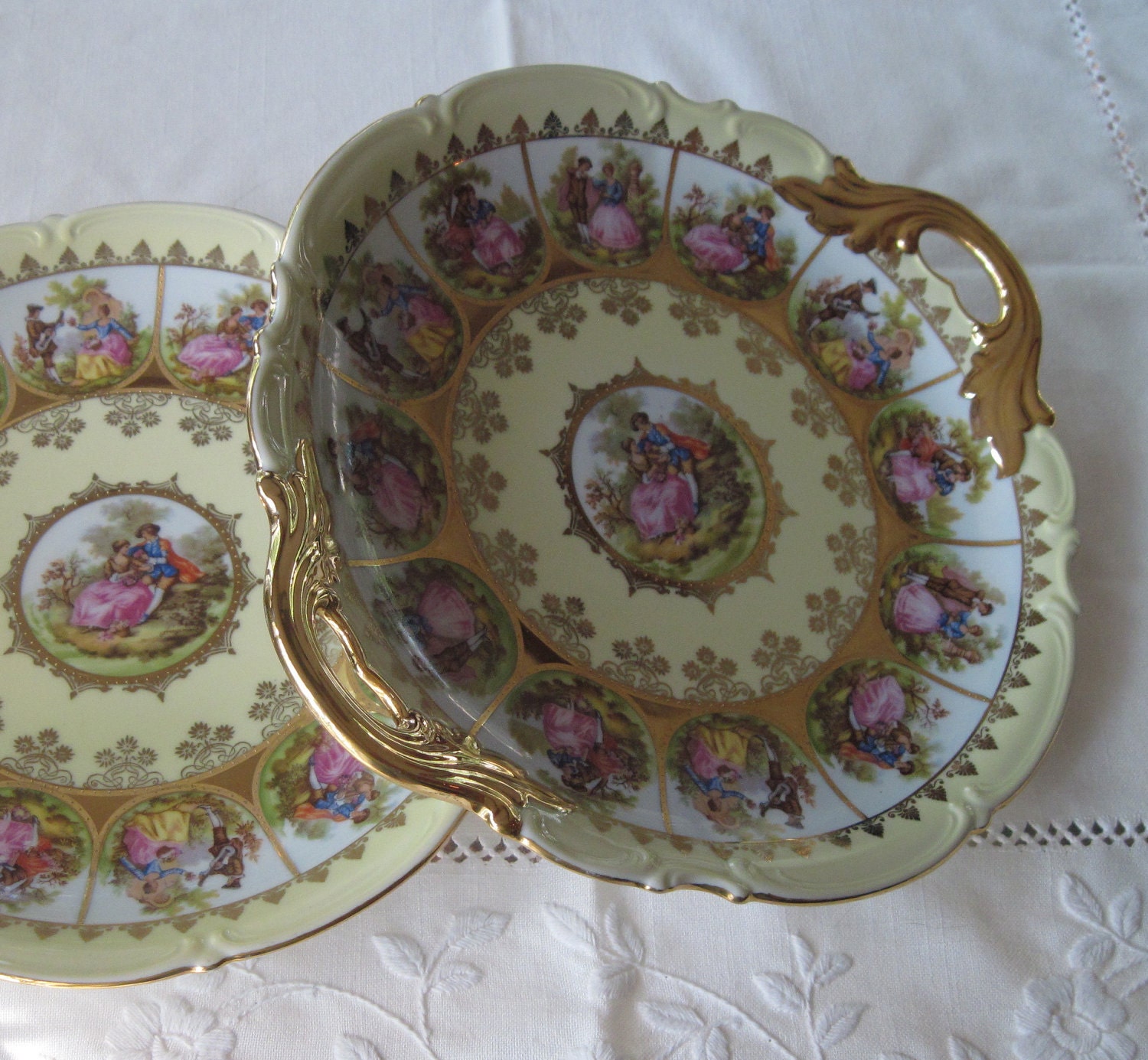 Western Germany Porcelain Fragonard Hand painted Love Story
