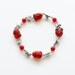Whimsical Bright Red Frogs, Butterflies, and Dragonflies bracelet