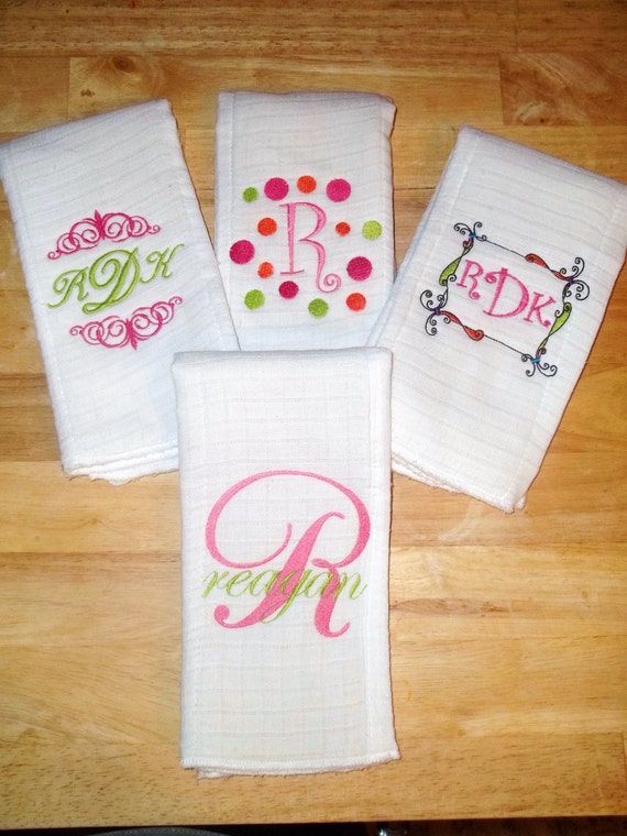 Items similar to Embroidered Burp Cloths on Etsy