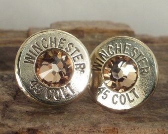 Bullet Earrings - Stud Earrings - Ultra Thin - Winchester Colt 45 - Gold Rush