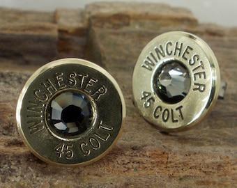 Bullet Earrings - Stud Earrings - Ultra Thin - Colt 45 - Black Bart