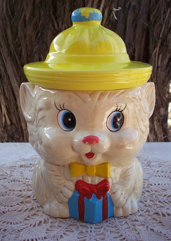 Vintage Ceramic Cat Cookie Jar Circa 1950's or 1960's