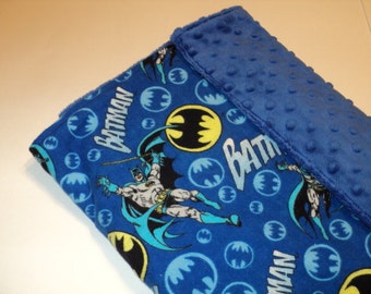Batman Baby Blanket, Security Blanket 19"X23" Lovey, Superhero Baby, Geek Baby Gift, Minky Blanket, Baby Shower Gift, Made To Order