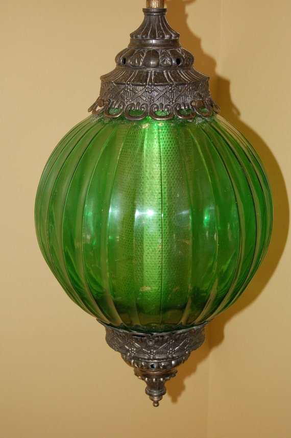 Antique Green Globe Hanging Lamp