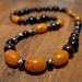 Vintage Amber Black & Wood Necklace