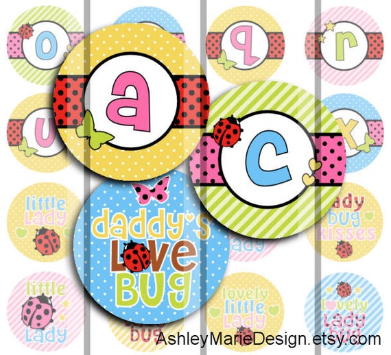 Items similar to Cute as a bug ladybug alphabet and sayings set - 8.5 ...