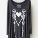 Couple Skeleton - Women Asymmetric Long Top/ Tunic Long Sleeves in Dark Grey