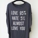 Love 95% - Women Tank Top Oversize Shirt Batwing in Dark Grey
