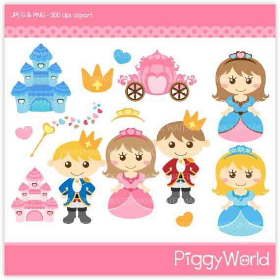 PW27 Prince Princess Fairy Tale digital clip art by piggyworld