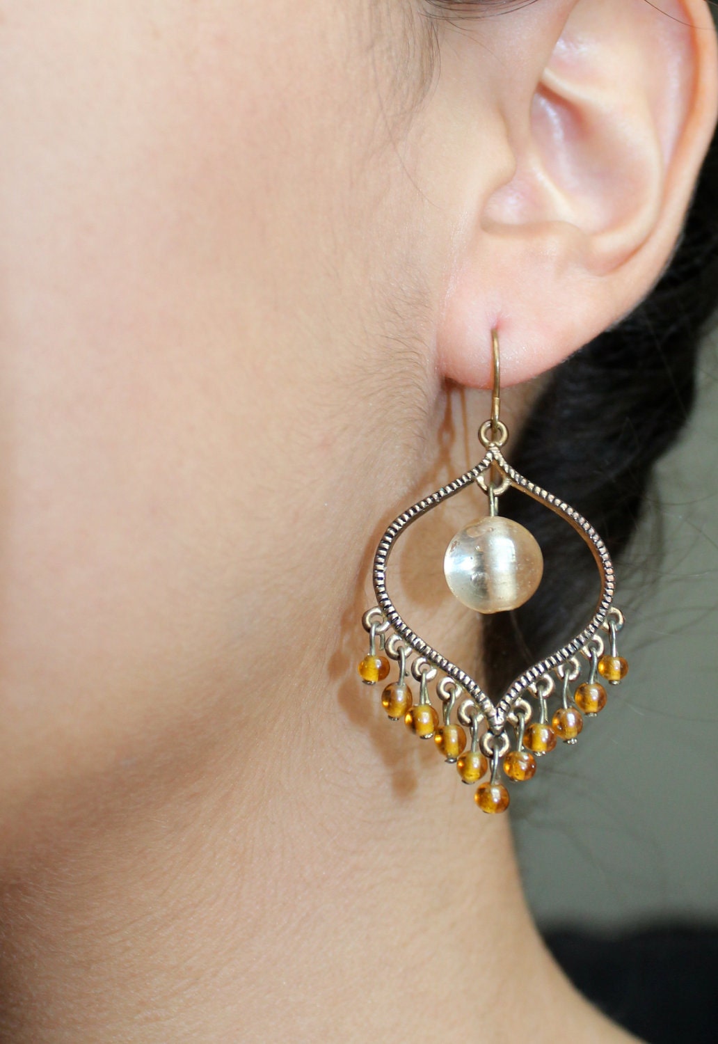 Gold Indian Style Dangle Earrings with by