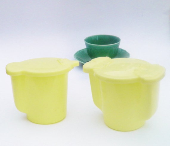 Tupperware creamer sugar bowl yellow 1970s by CleverRuthie on Etsy