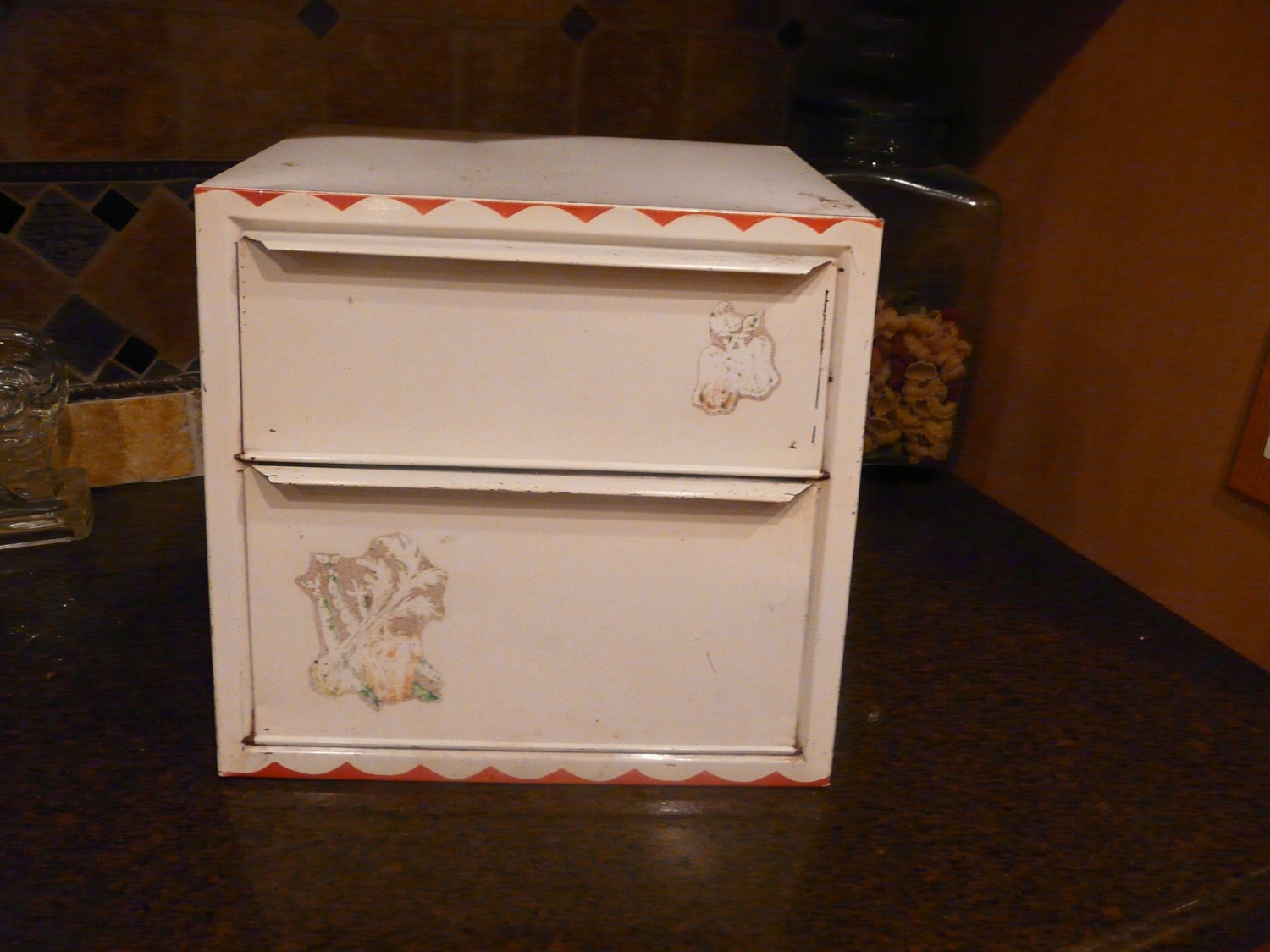 White Metal Bread Box Vintage by NeverLostGarden on Etsy