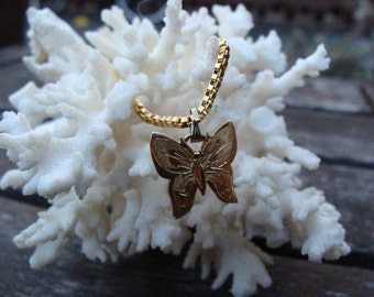 Vintage Gold Plated Butterfly Necklace