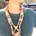 Twisted Rope Knotted Necklace with Bungee Cord and Neon Twine, OOAK