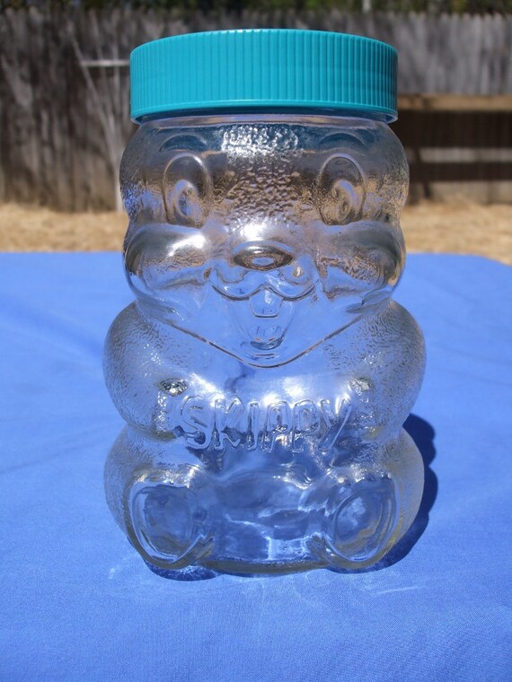 Vintage Skippy Peanut Butter Chipmunk Glass Bottle Bank 1990