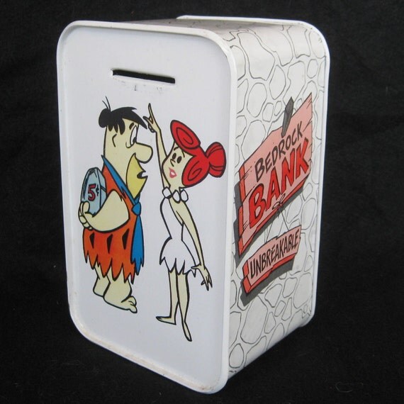 Vintage 1979 Flintstones Tin Litho Novelty Coin Bank Hanna