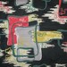 Reserved - 1 Vintage 40s 50s Eames Era Atomic Abstract Mid Century Modernist Barkcloth Upholstery Fabric Remnant Seat Chair Cover