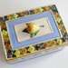 Vintage 50s Italian Ceramic Majolica Art Pottery Fruit Trinket Box Signed Italy