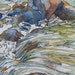 Song of the Water - Small Giclee Print of multicolor swirling waterfall cascade over granite river boulders