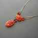 Art Deco Carnelian Necklace . Carved Carnelian Flowers . 1920s .