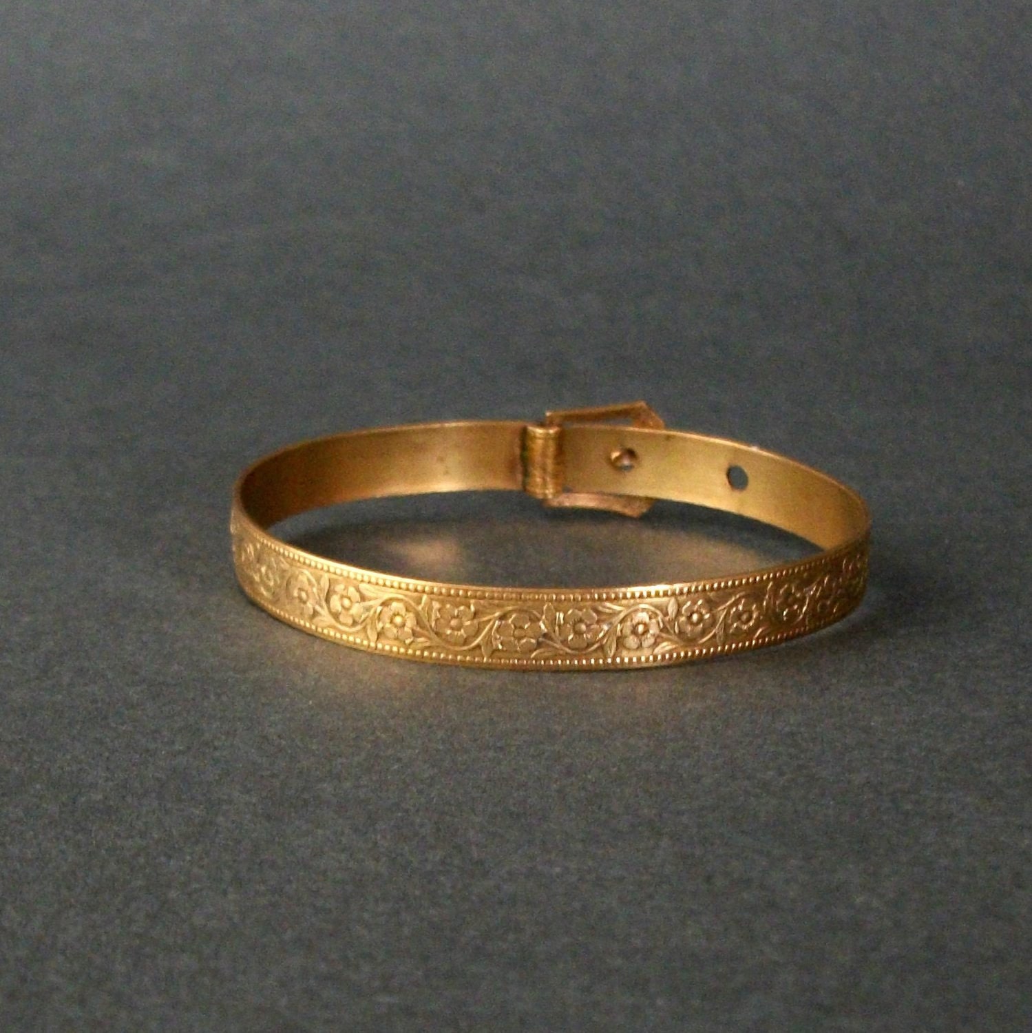 Antique Victorian Buckle Bracelet Petite Wrist . Floral