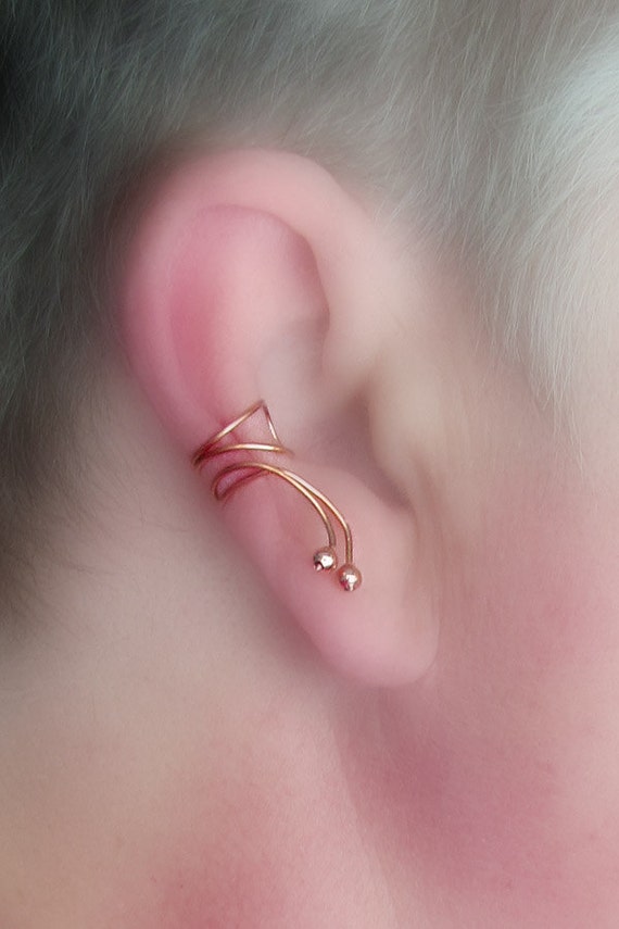 Items similar to Ear cuff pair/ Copper wire with tiny copper beads on Etsy