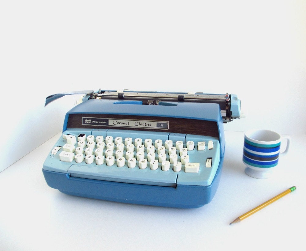 Vintage Blue Typewriter Portable Smith Corona