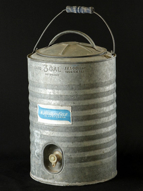 Vintage Galvanized Igloo 3 Gallon Water Cooler for Décor