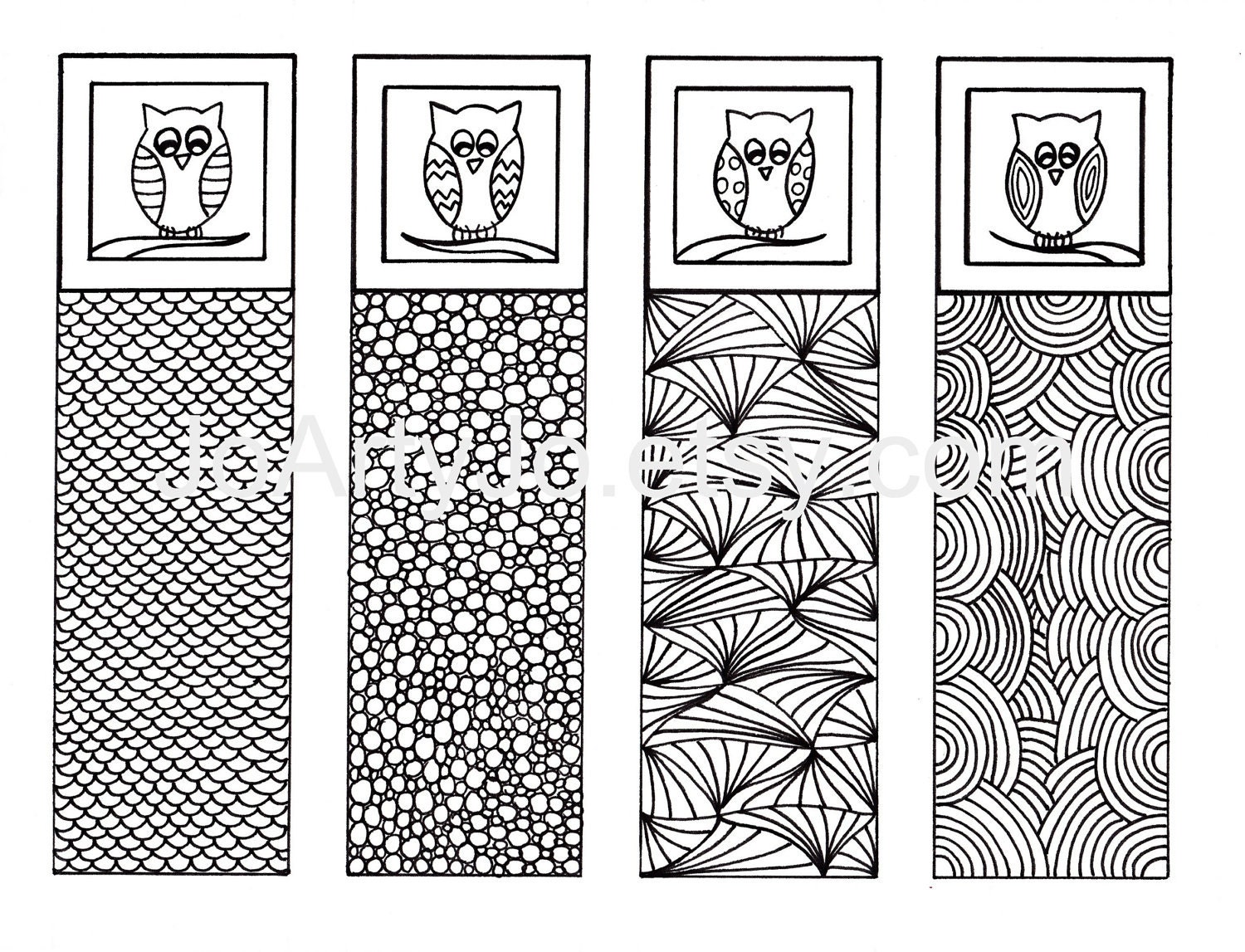 printable bookmarks owl zendoodle art zentangle inspired