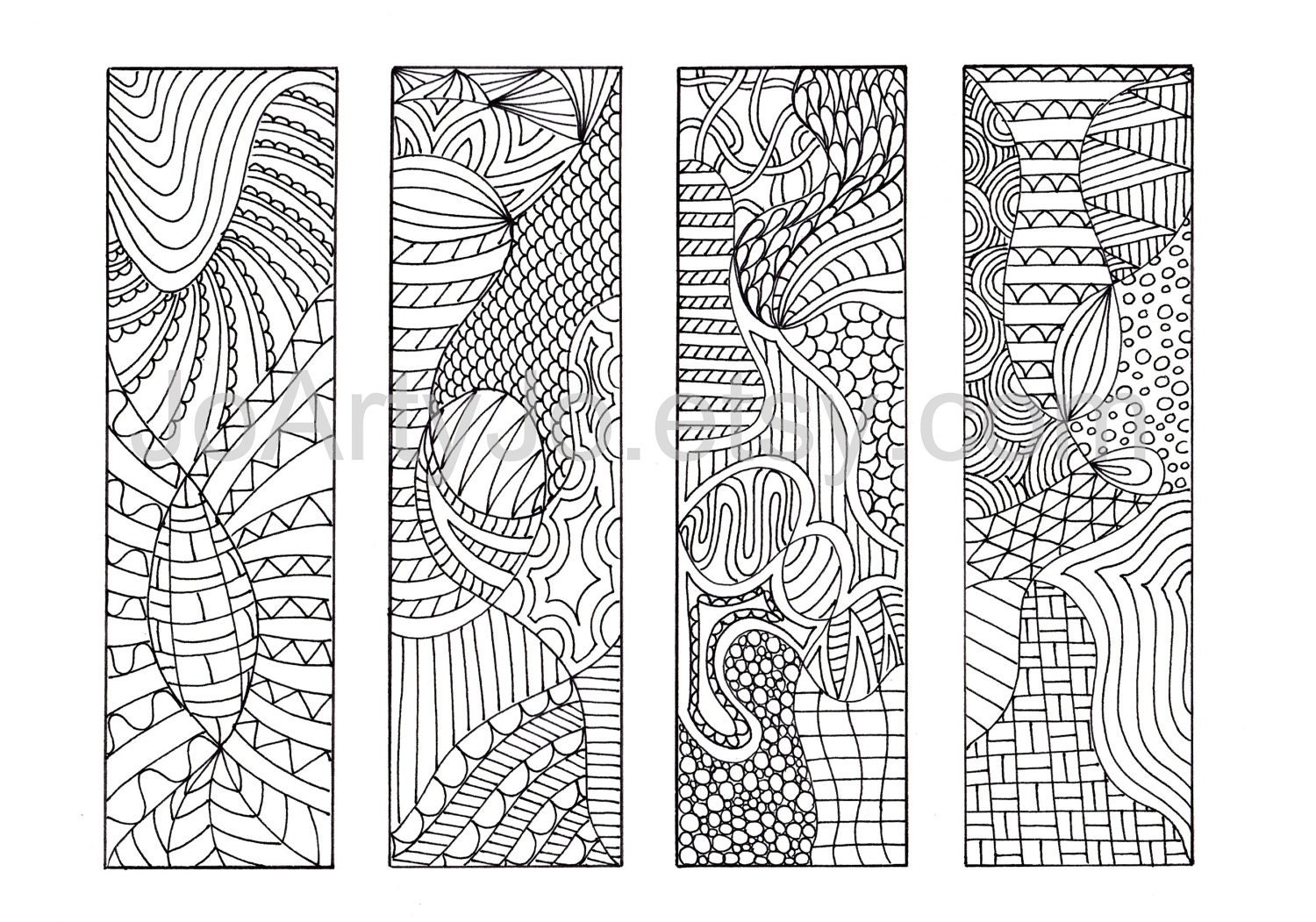 Zendoodle PDF Bookmarks to Print Zentangle Inspired by JoArtyJo