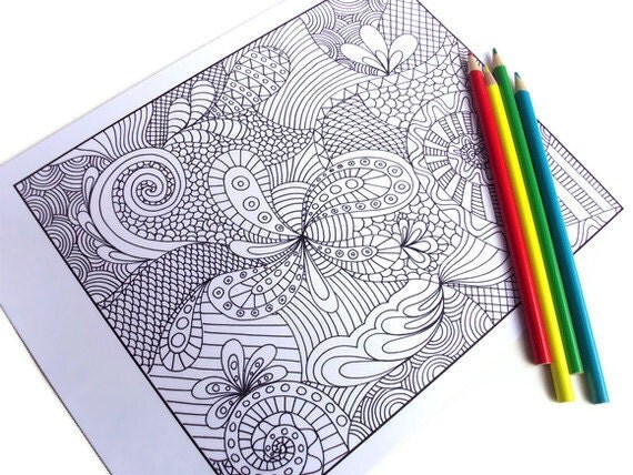 Zentangle Inspired Coloring Page Printable PDF Zendoodle